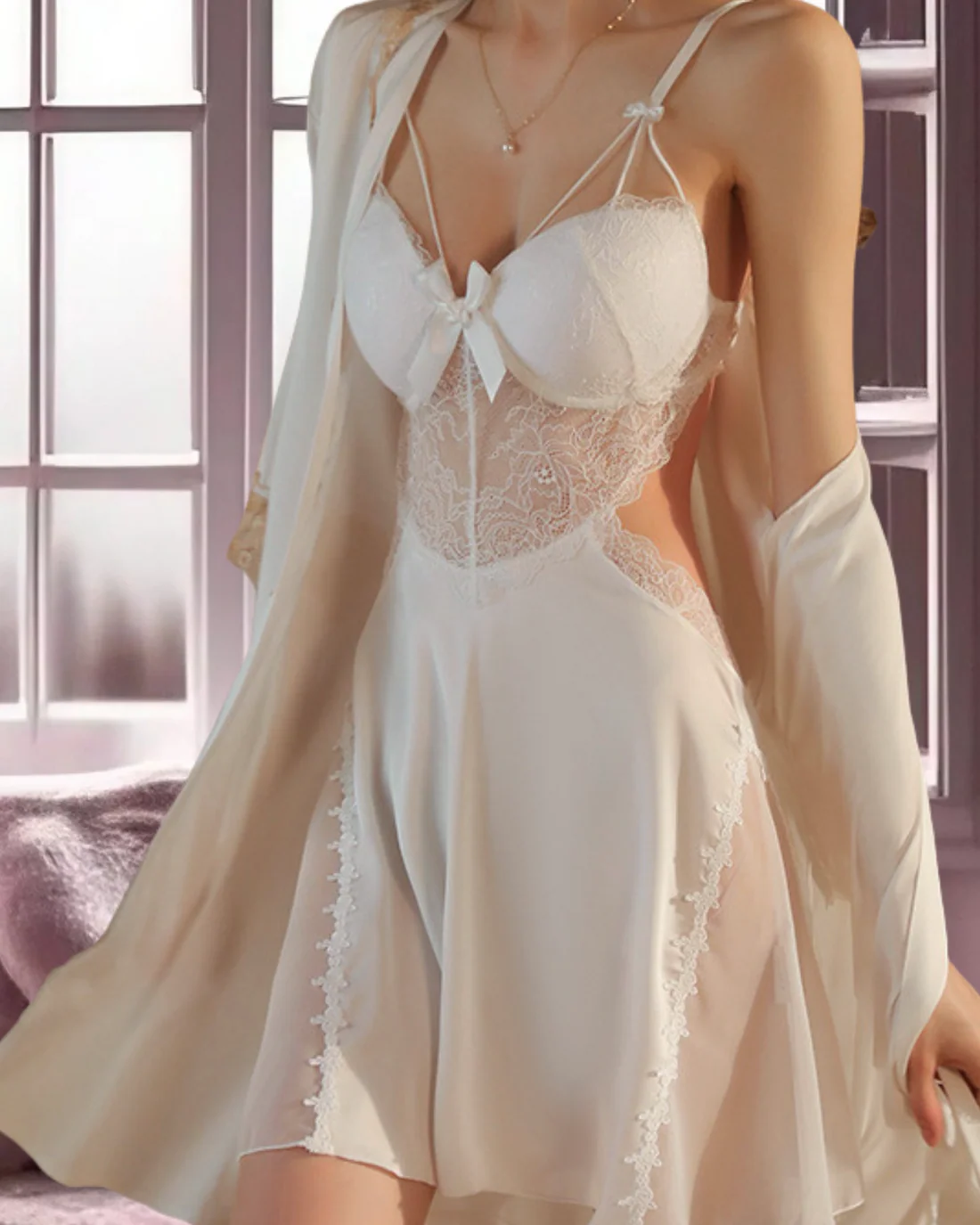 SENCIA LULU &amp; SKY White NightGown Set